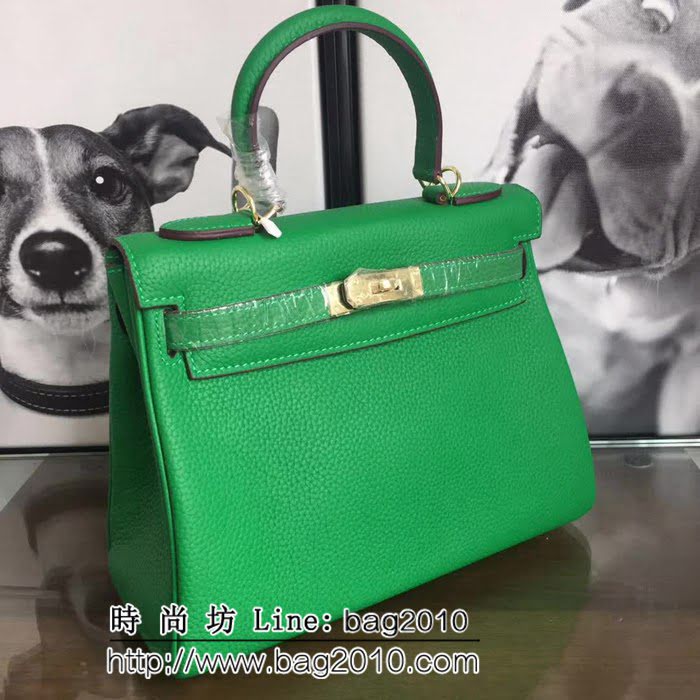 愛馬仕Hermes 頭層牛皮荔枝紋凱莉包 時尚手提包 0AM1146